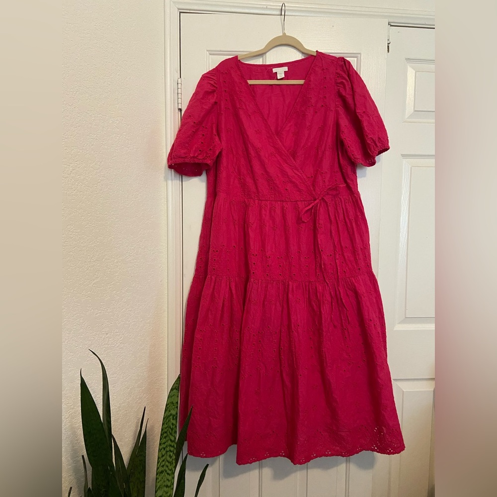H&M hot pink embroidered lace dress… PERFECT for spring and summer!
